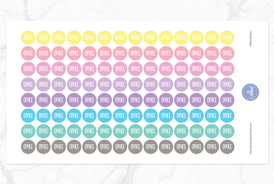 Office Round Stickers - Pastel