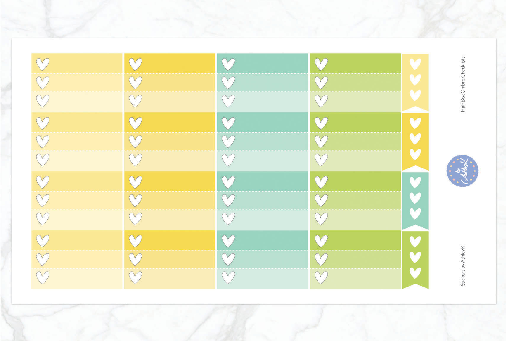 Ombre Checklist Half Box Stickers - Lemon&Lime