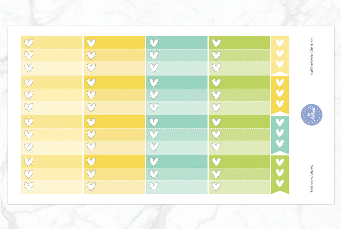 Ombre Checklist Half Box Stickers - Lemon&Lime