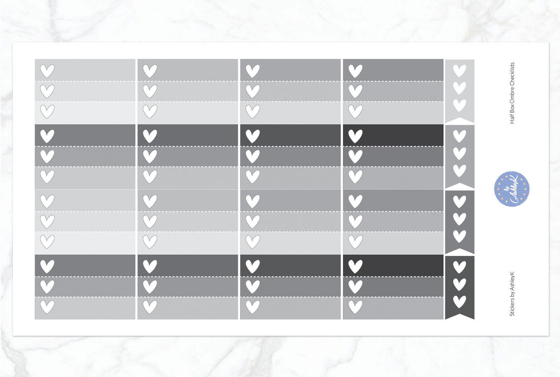 Ombre Checklist Half Box Stickers - Monochrome