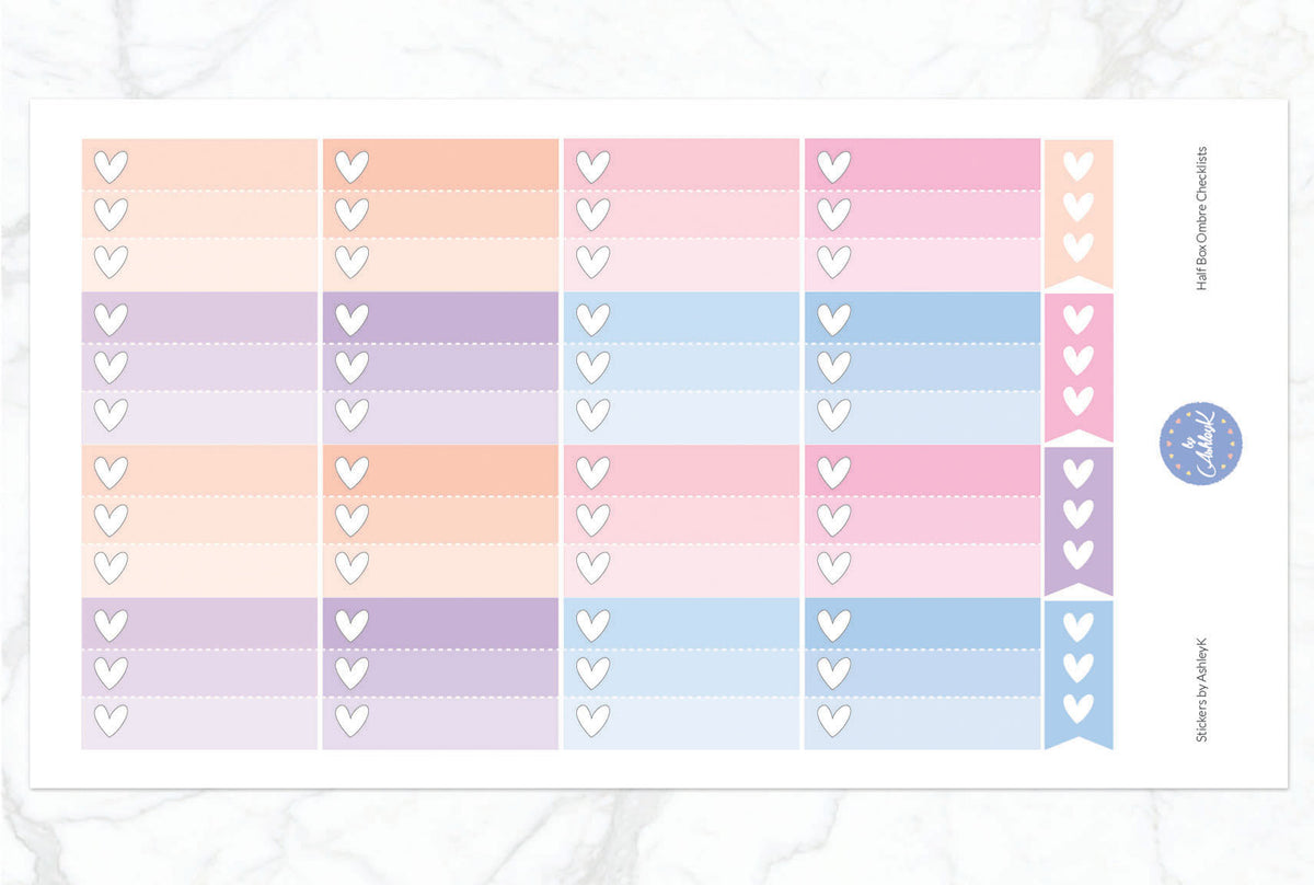 Ombre Checklist Half Box Planner Stickers – Stickers by AshleyK