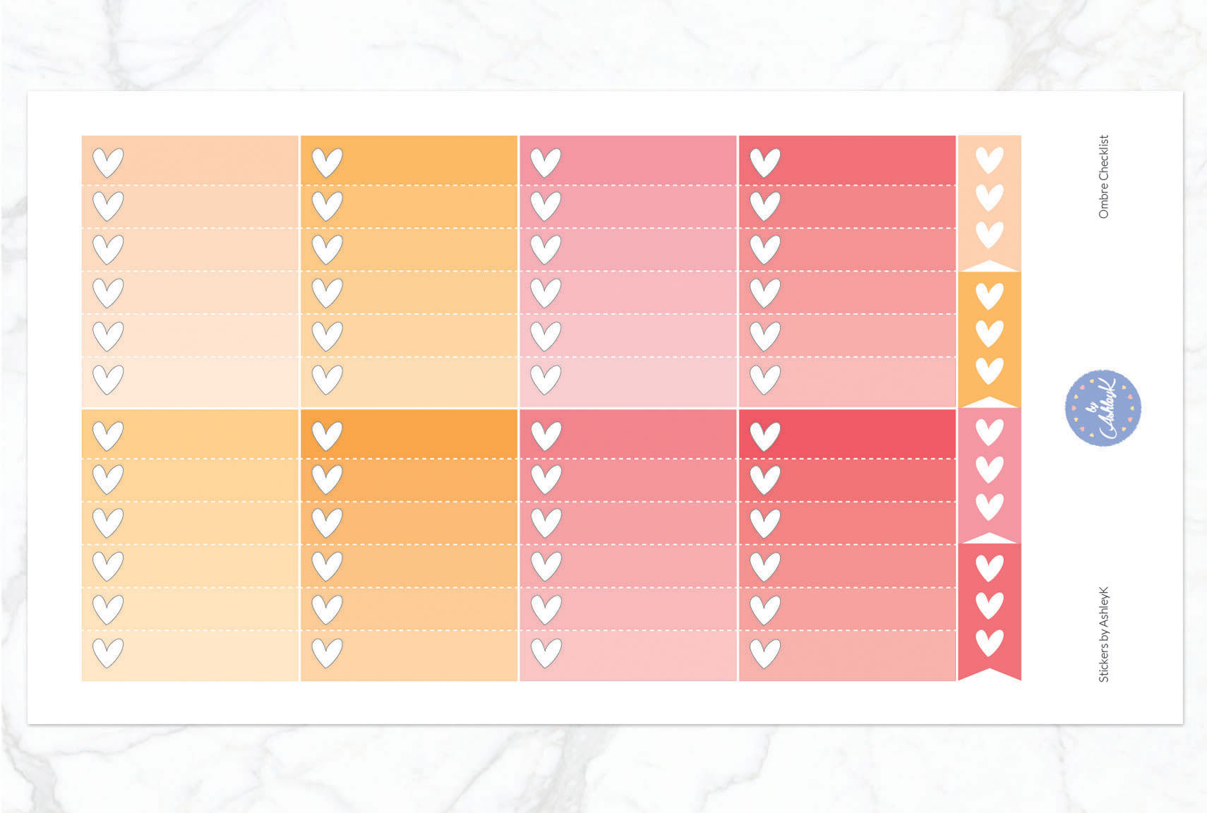 Ombre Checklist Stickers - Peach