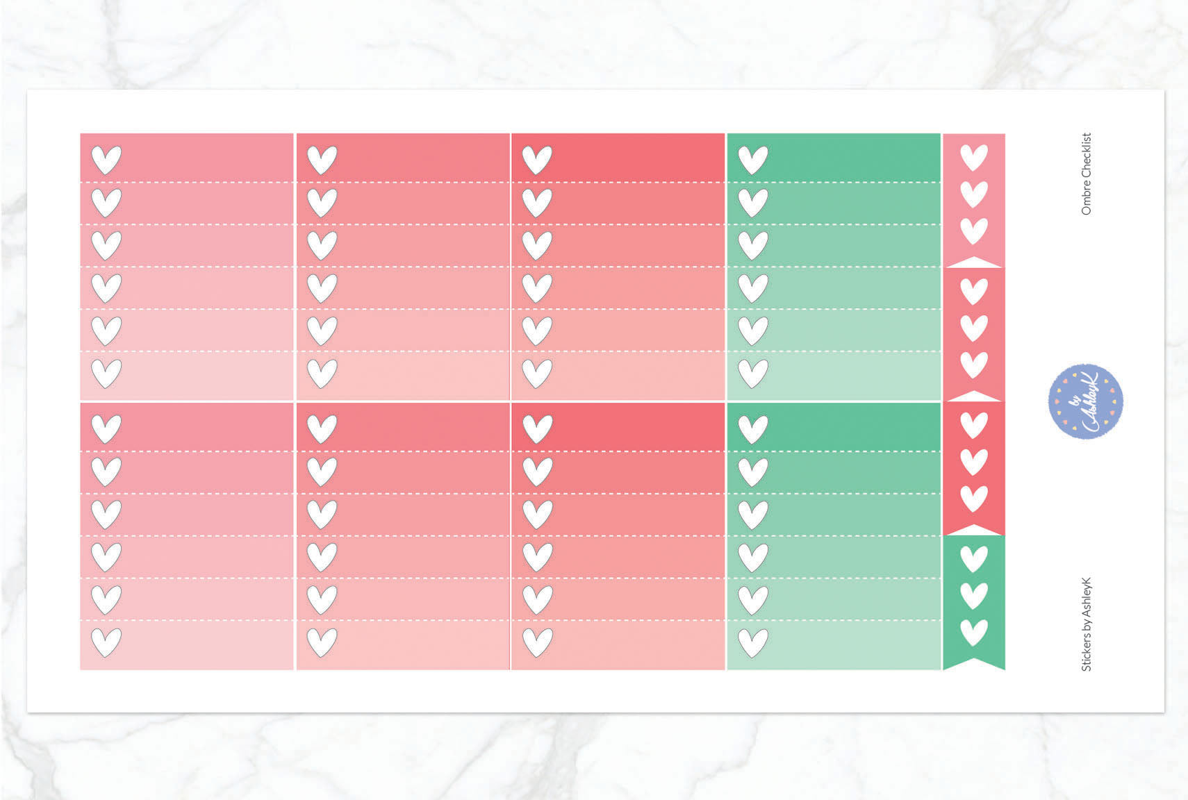 Ombre Checklist Stickers - Watermelon