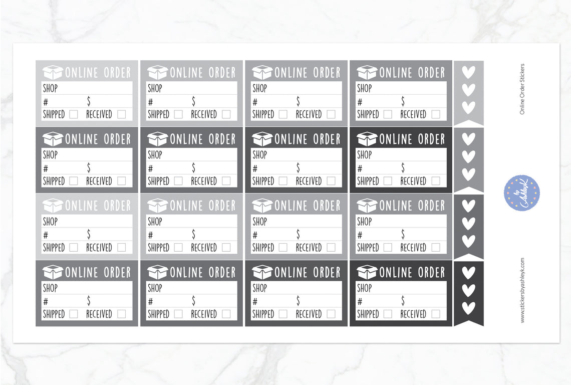 Online Order Stickers - Monochrome