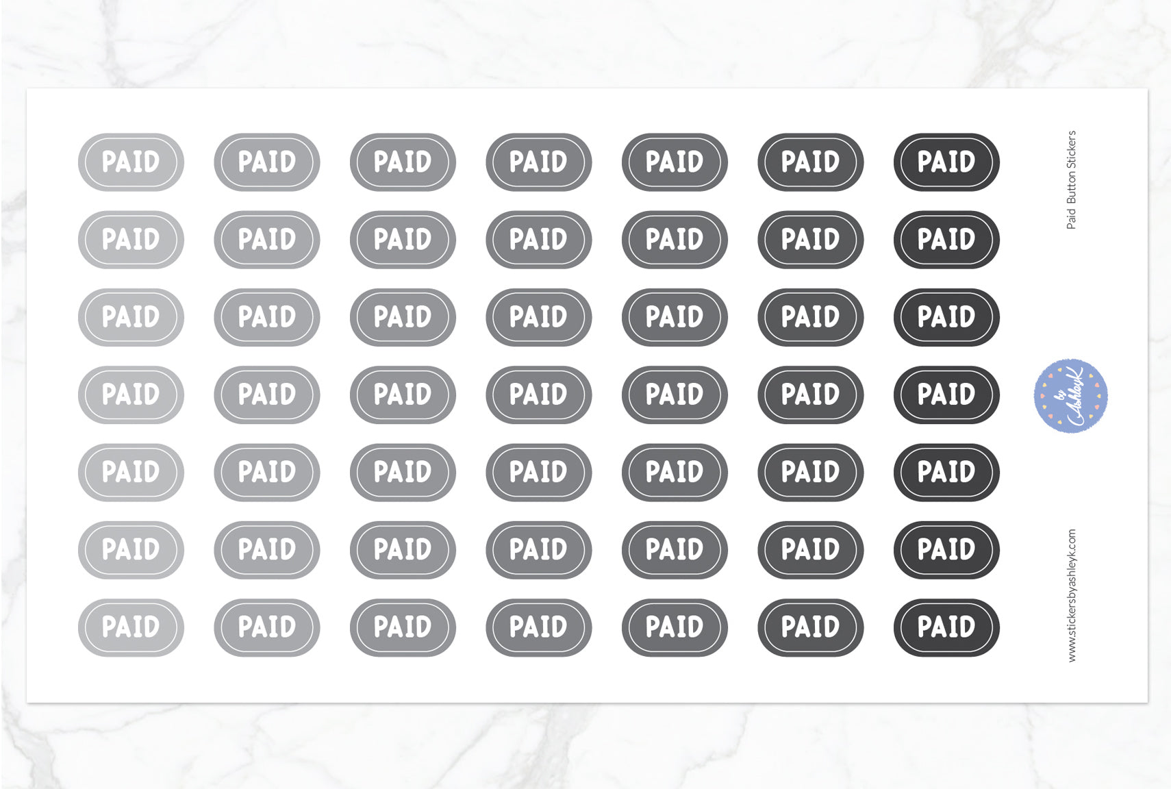 Paid Button Stickers - Monochrome