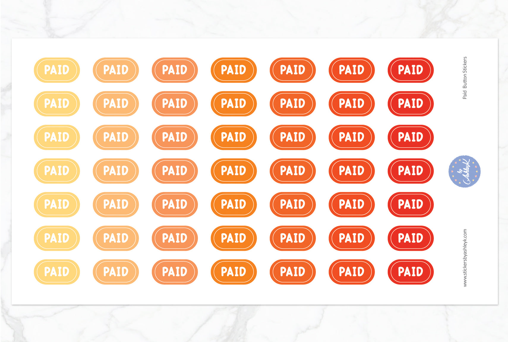Paid Button Stickers - Orange