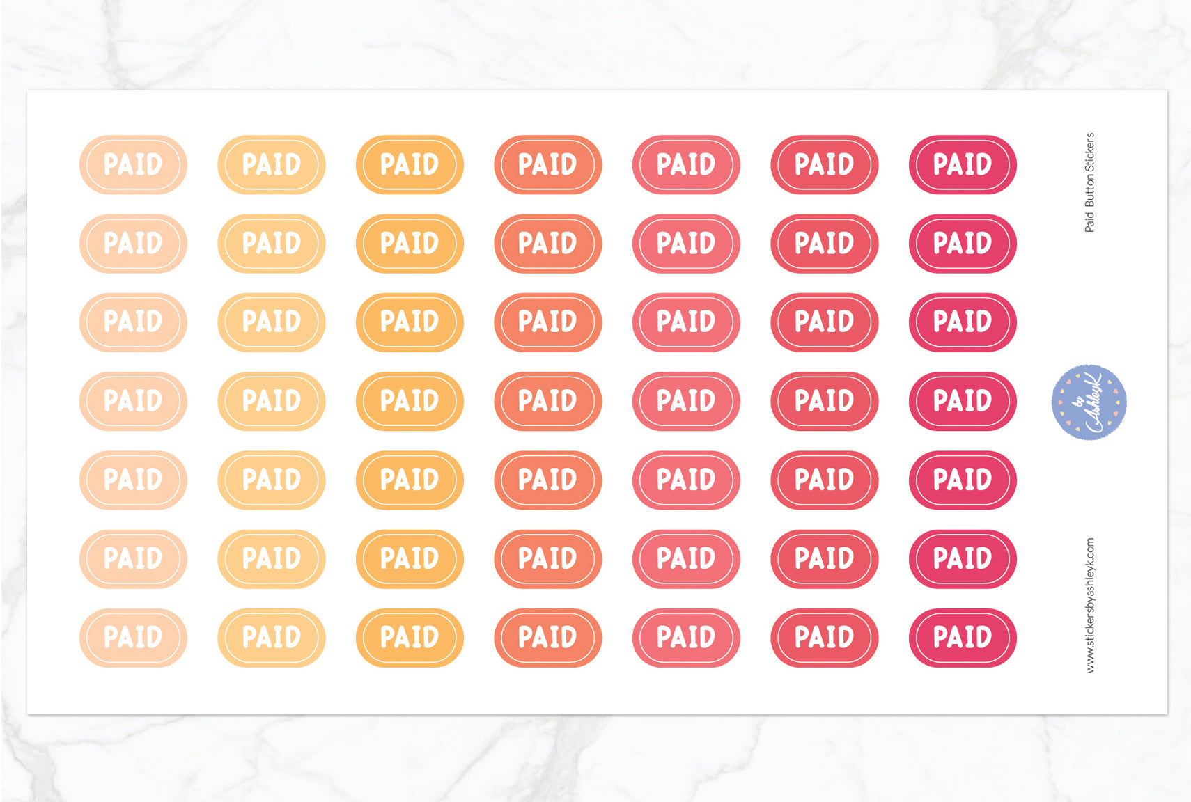 Paid Button Stickers - Peach