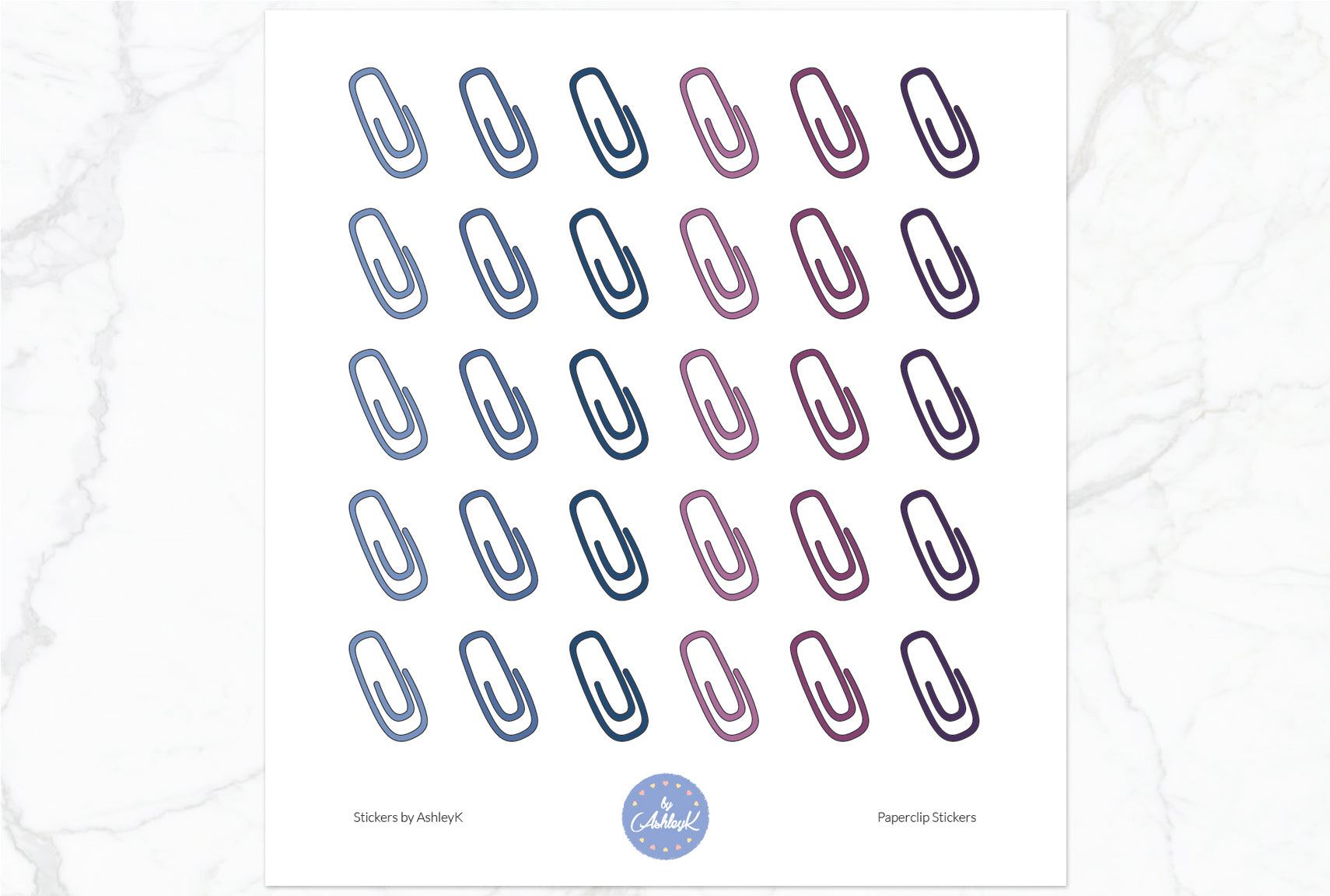 Paperclips Stickers - Blueberry