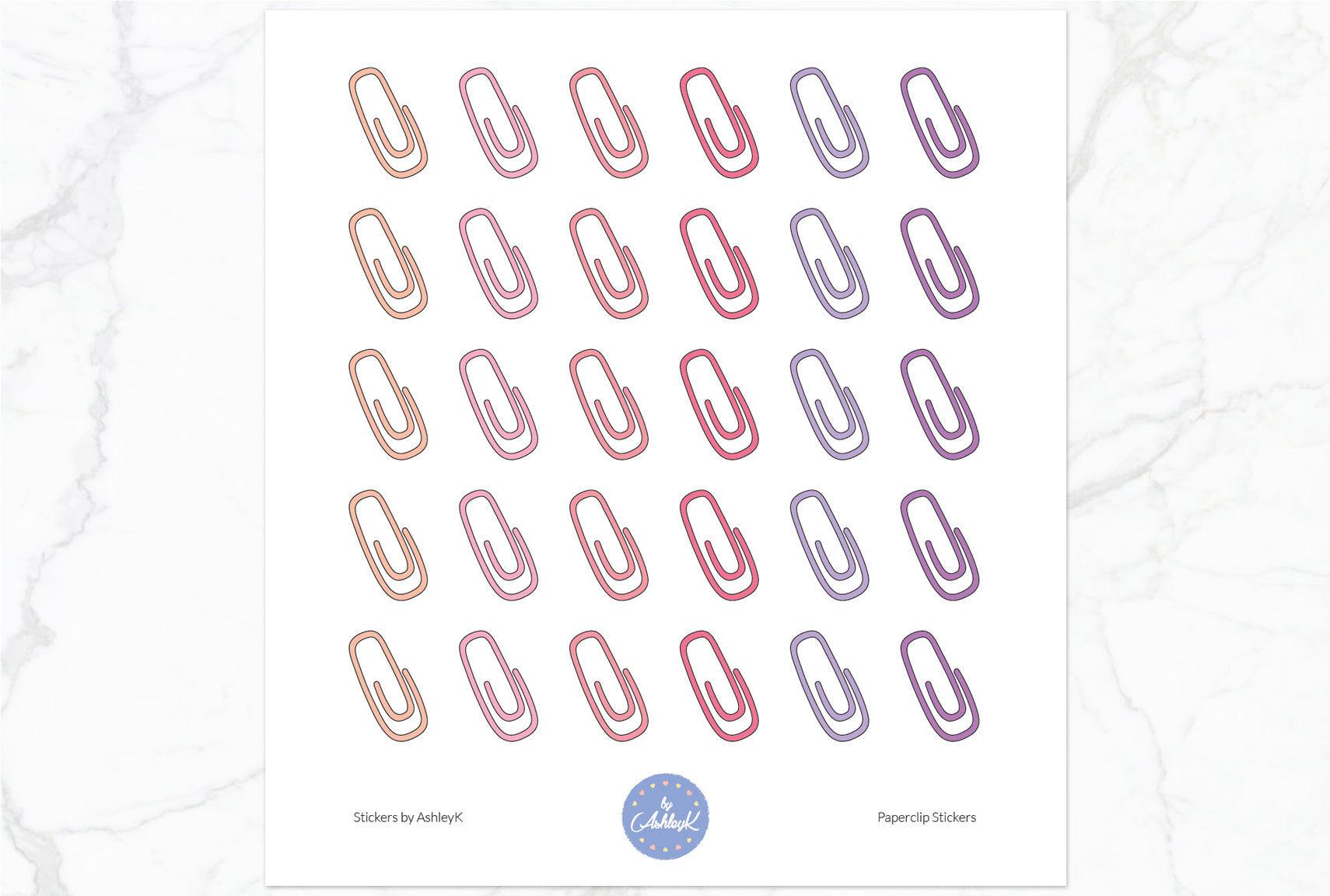 Paperclips Stickers - Raspberry