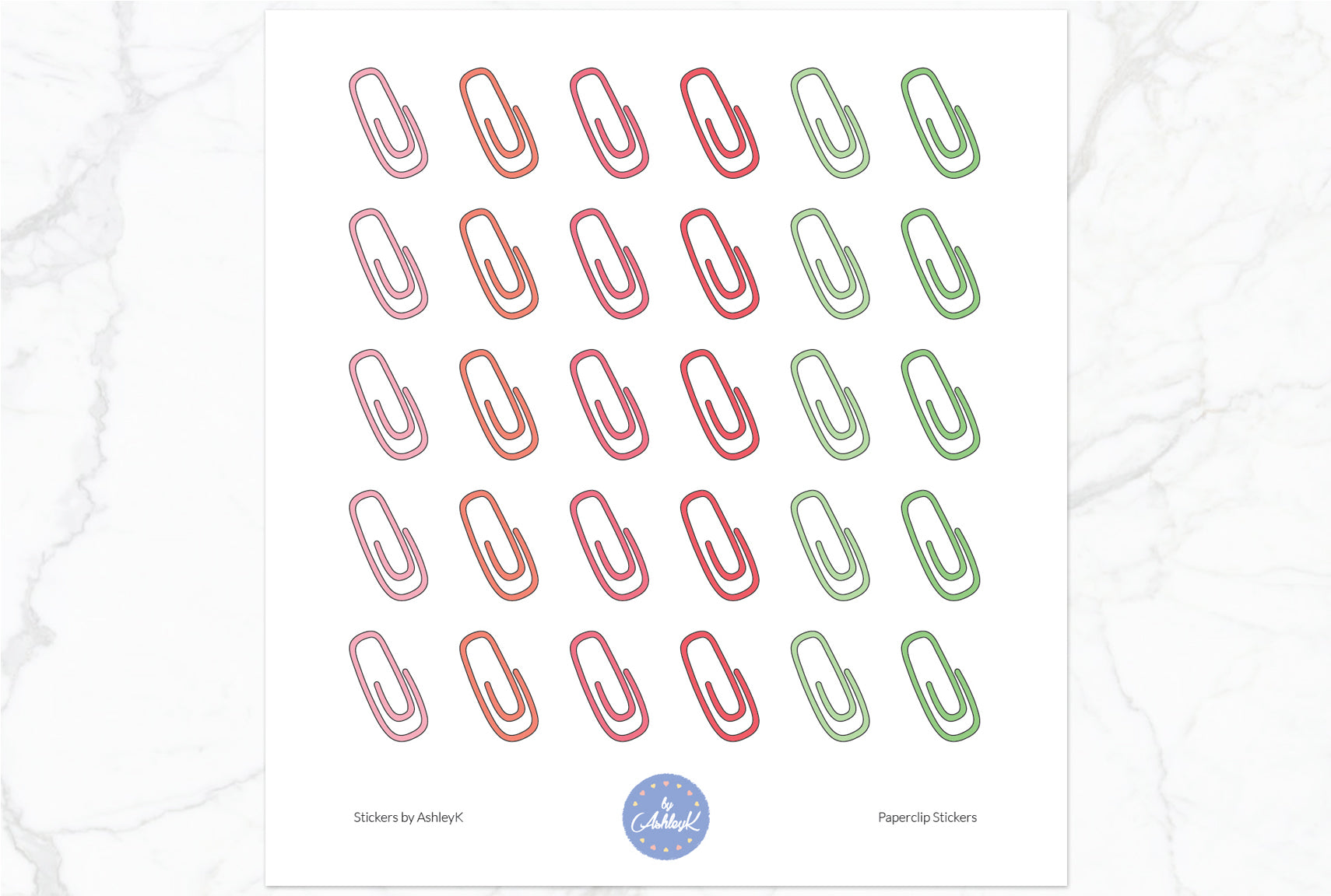 Paperclips Stickers - Strawberry