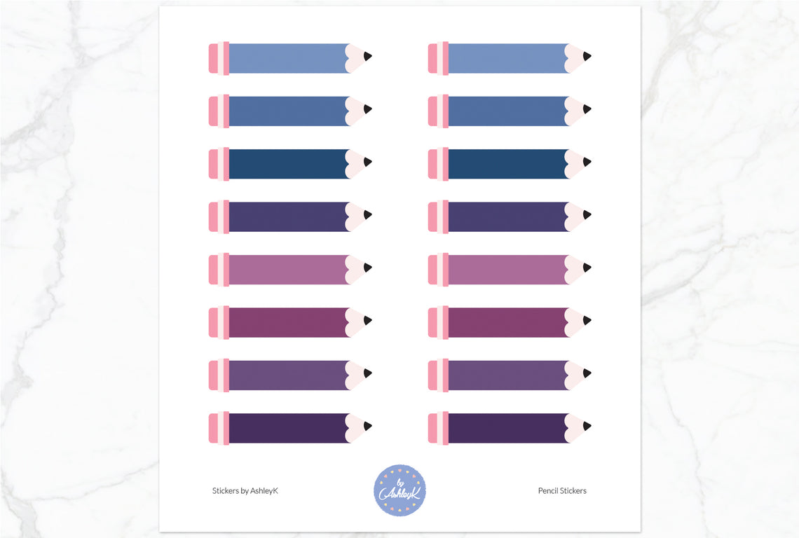 Pencil Stickers - Blueberry