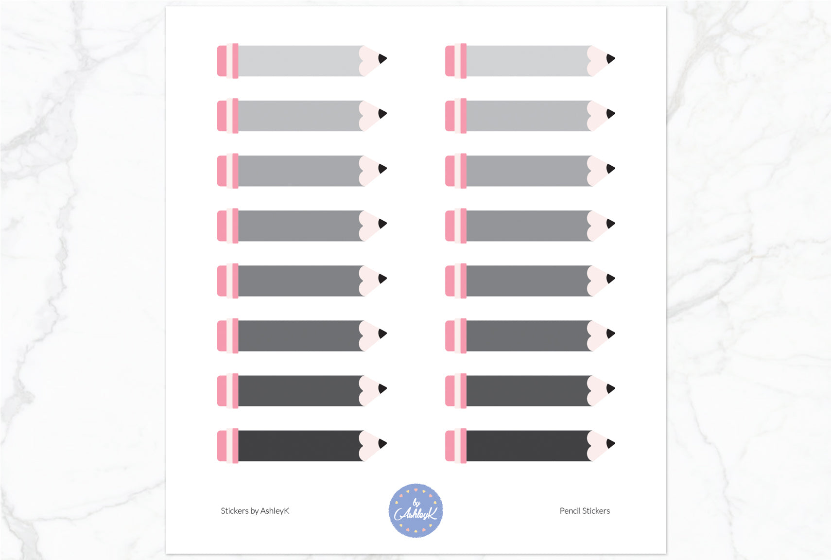 Pencil Stickers - Monochrome
