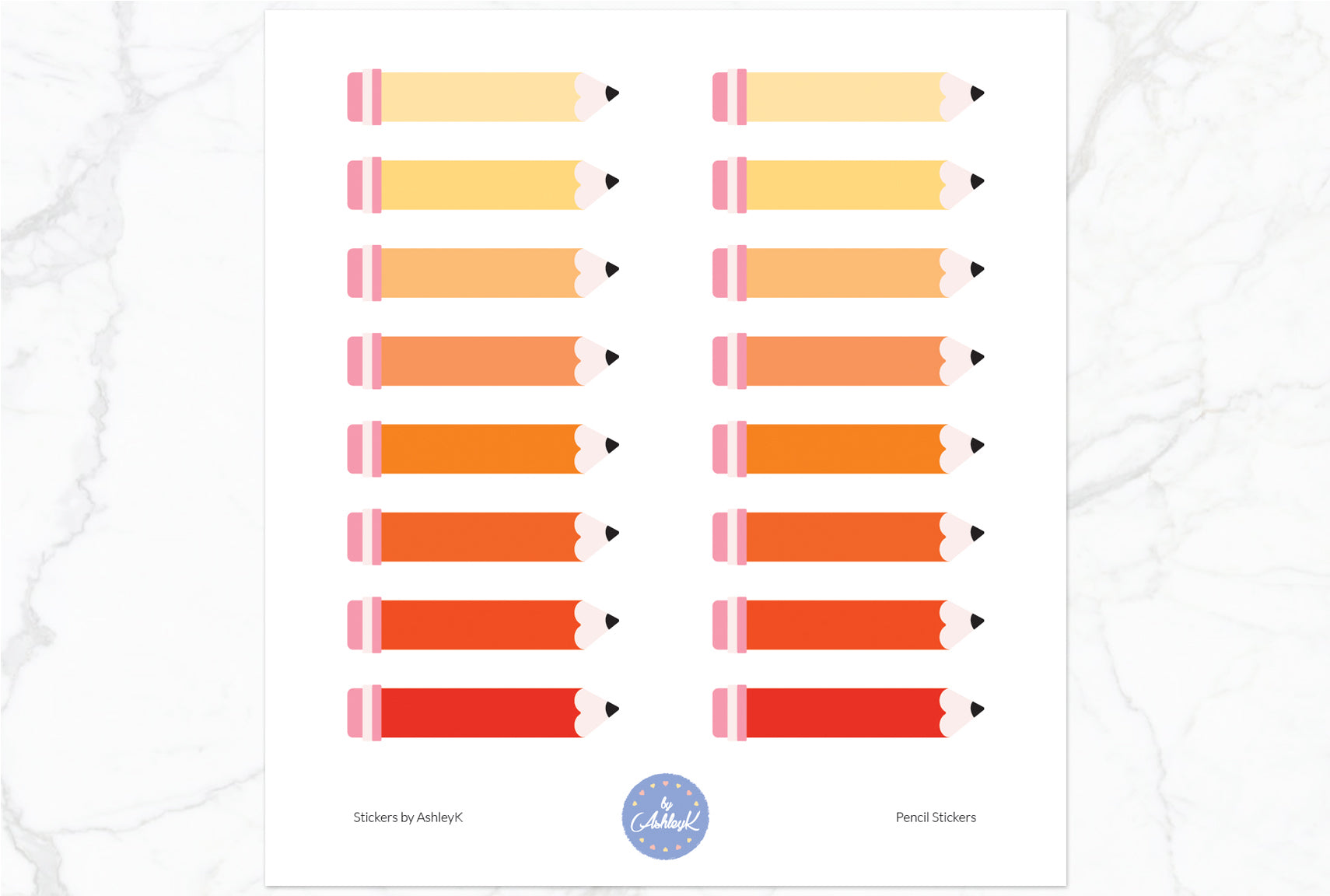 Pencil Stickers - Orange