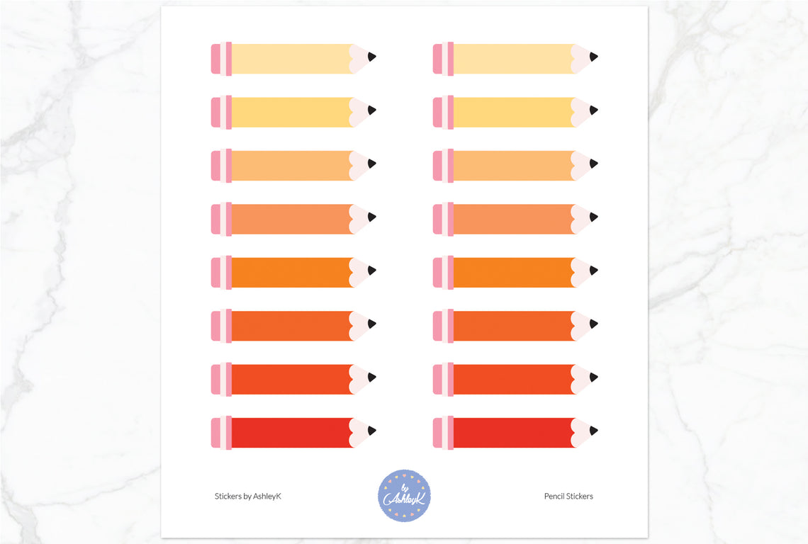 Pencil Stickers - Orange
