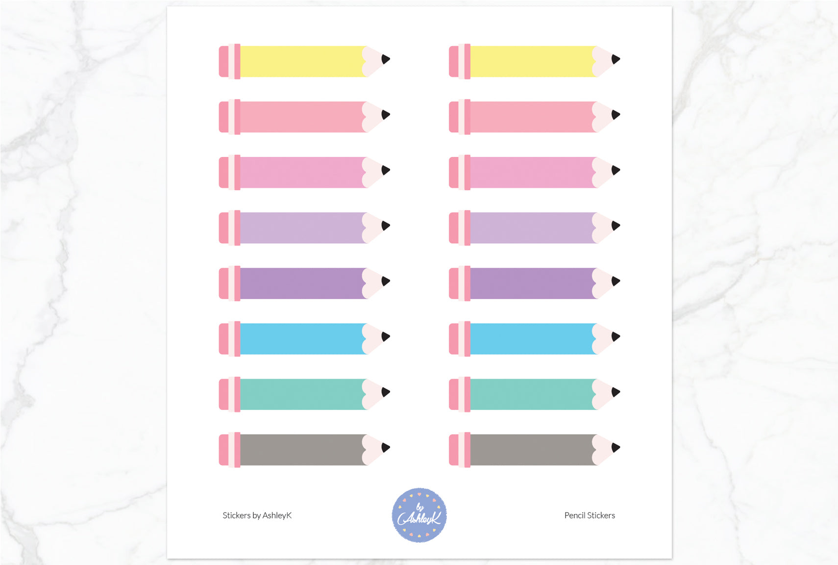 Pencil Stickers - Pastel