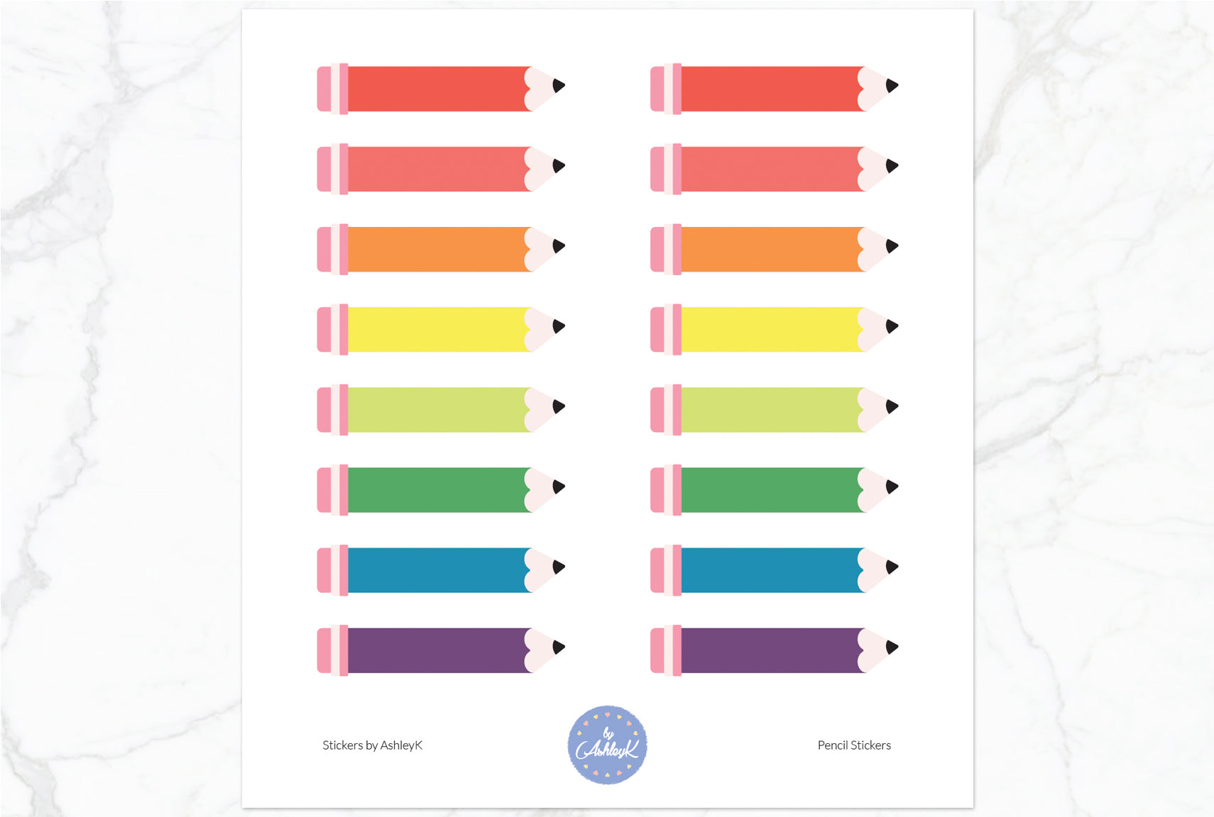 Pencil Stickers - Pastel Rainbow