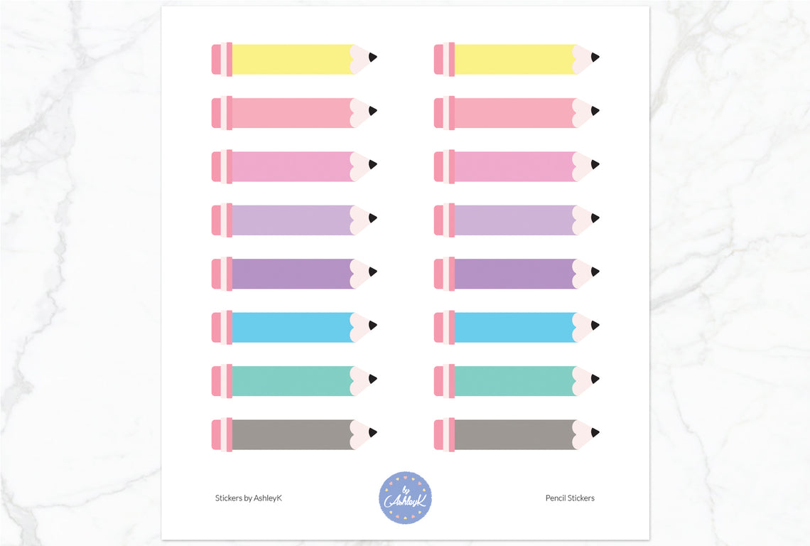Pencil Stickers - Pastel