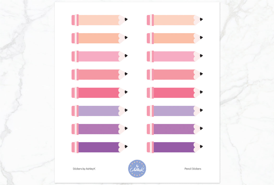 Pencil Stickers - Raspberry