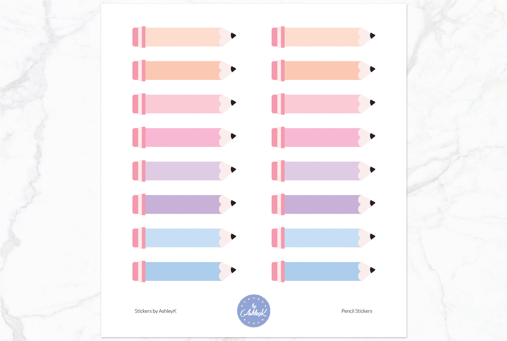 Pencil Stickers - Pastel Sunset
