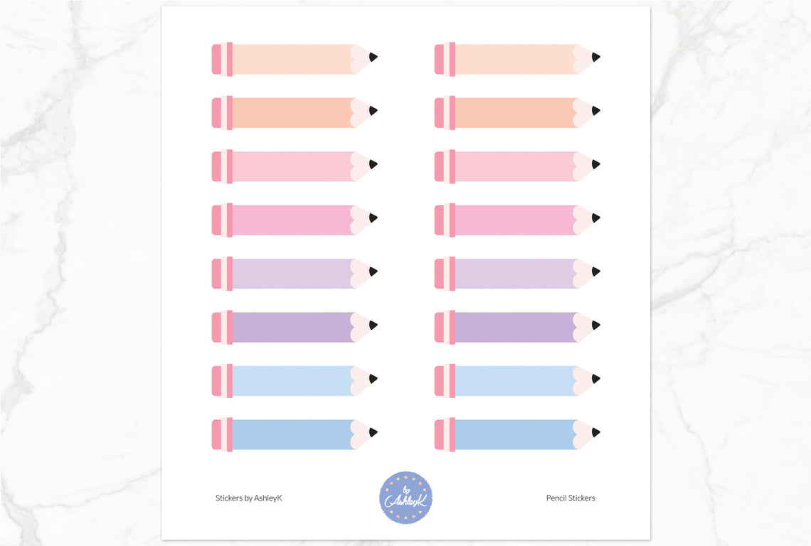 Pencil Stickers - Pastel Sunset