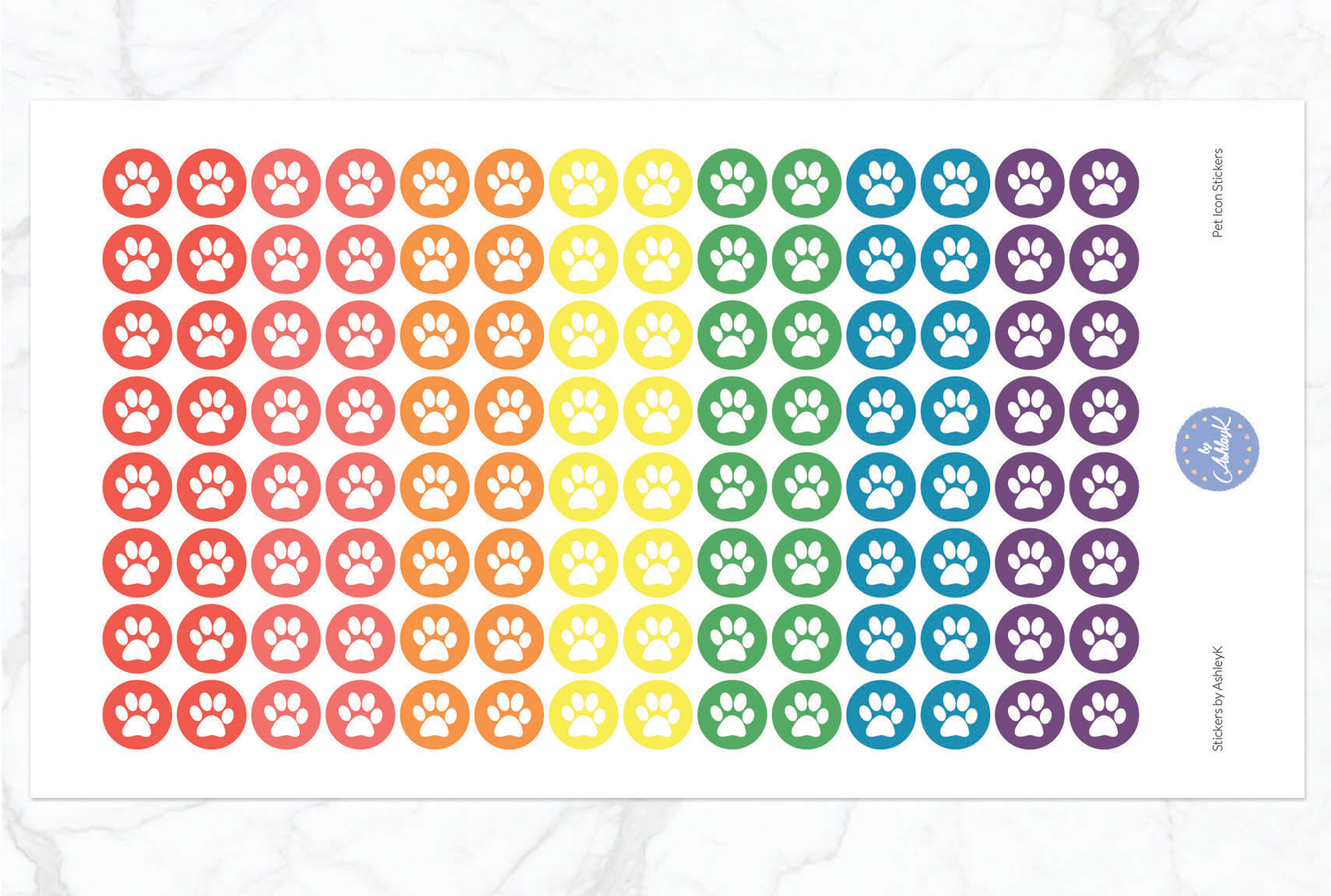 Pet Icon Stickers - Pastel Rainbow