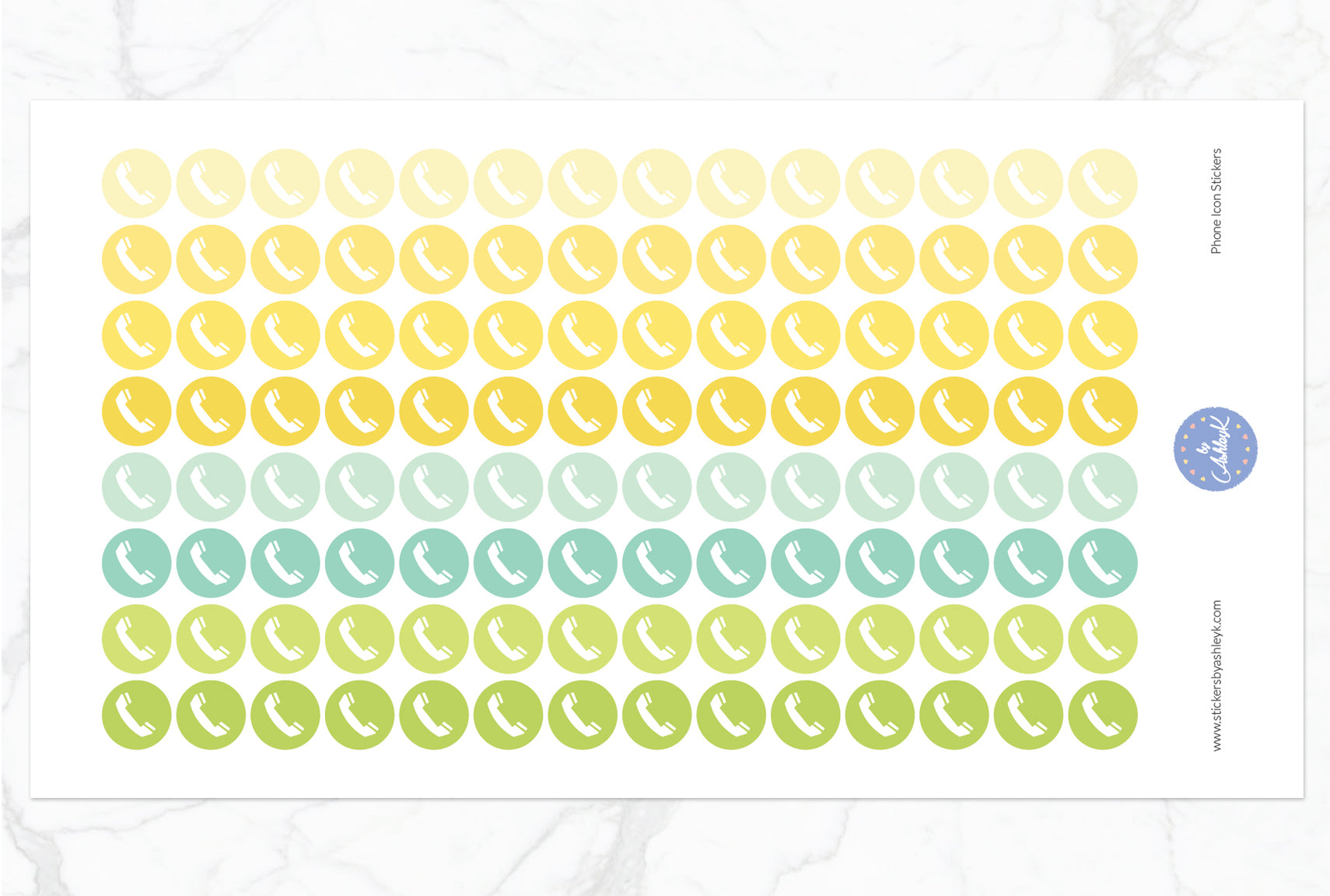 Phone Icon Round Stickers - Lemon&Lime