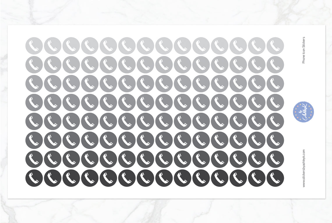 Phone Icon Round Stickers - Monochrome
