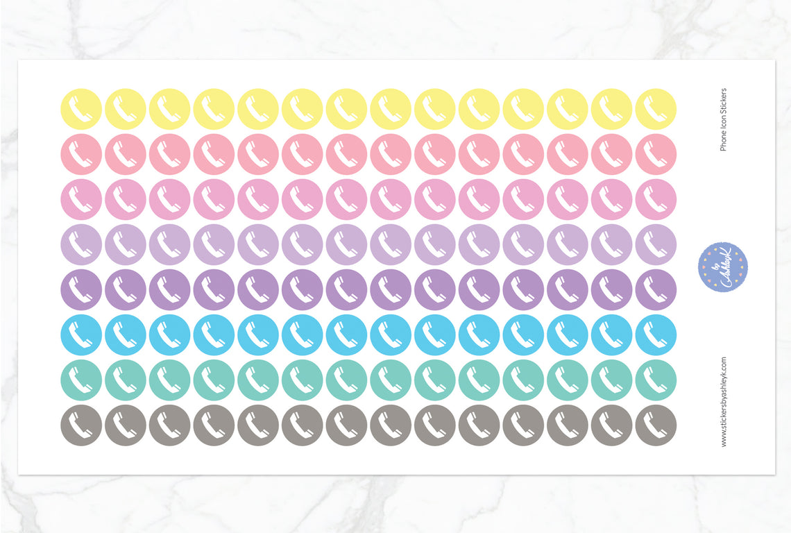 Phone Icon Round Stickers - Pastel