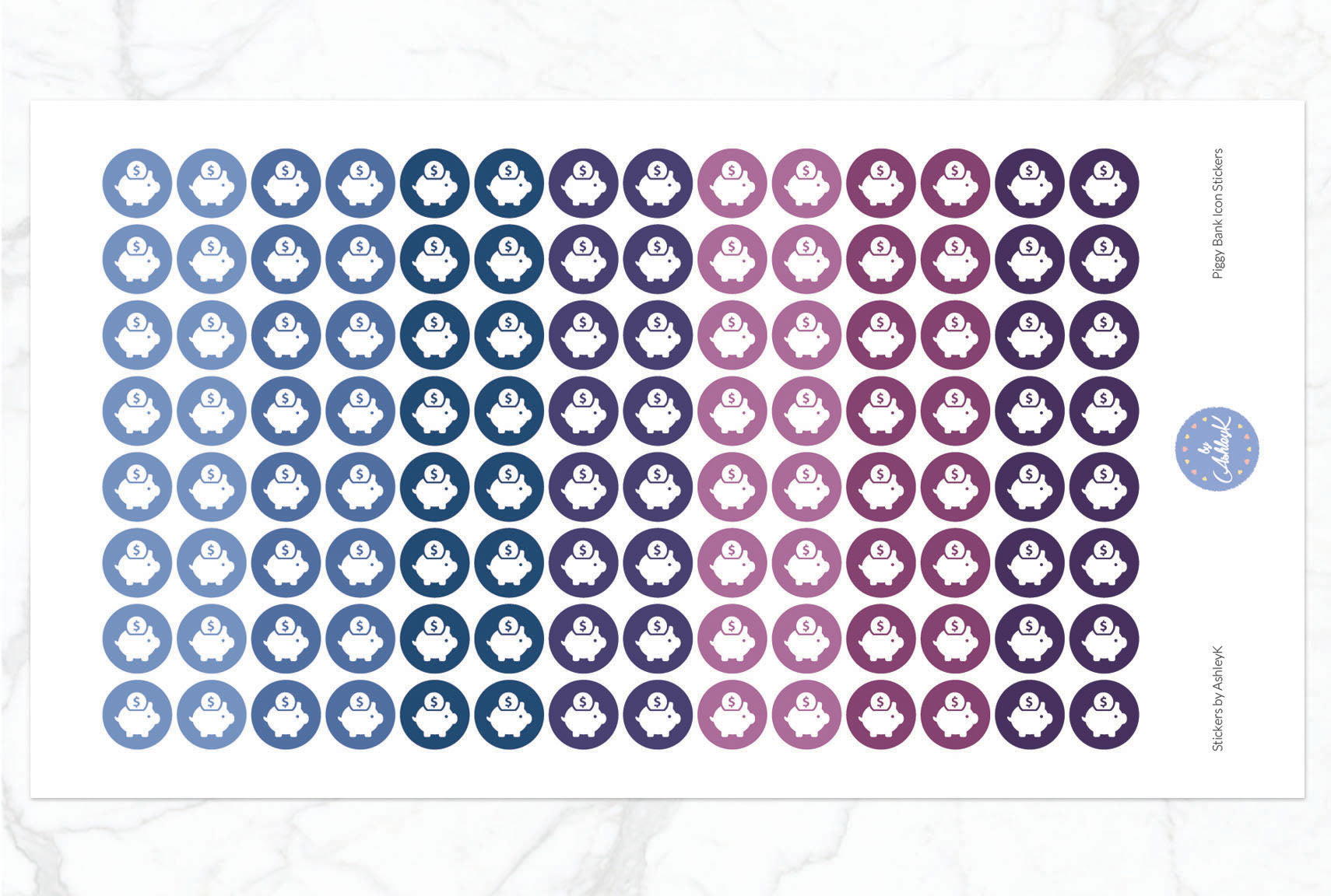 Piggy Bank Icon Stickers - Blueberry