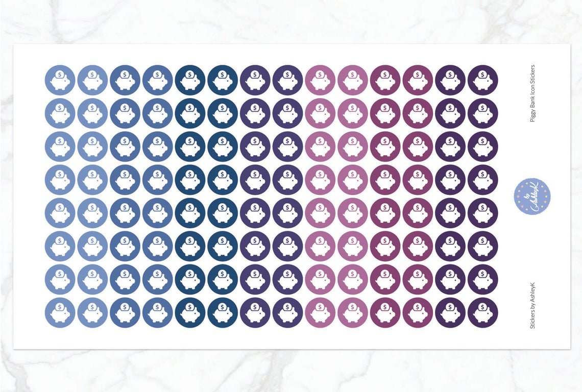 Piggy Bank Icon Stickers - Blueberry