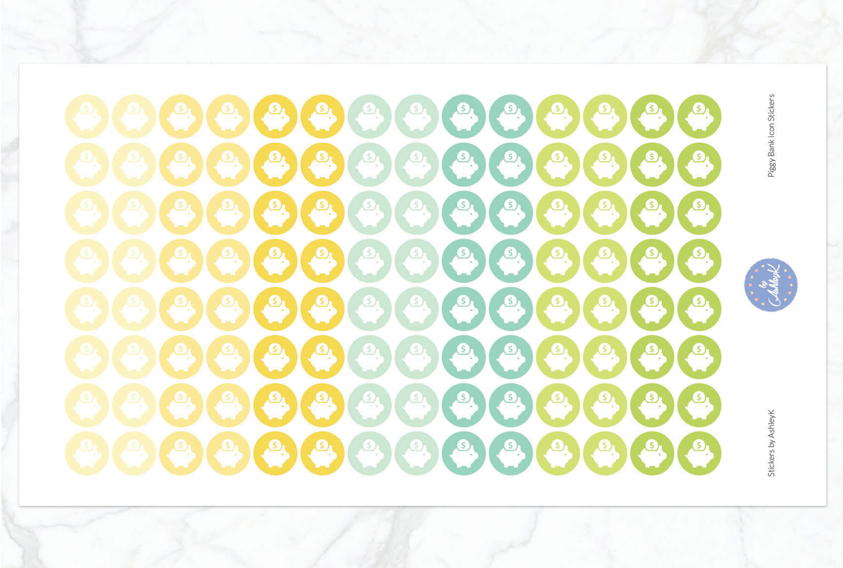 Piggy Bank Icon Stickers - Lemon&Lime