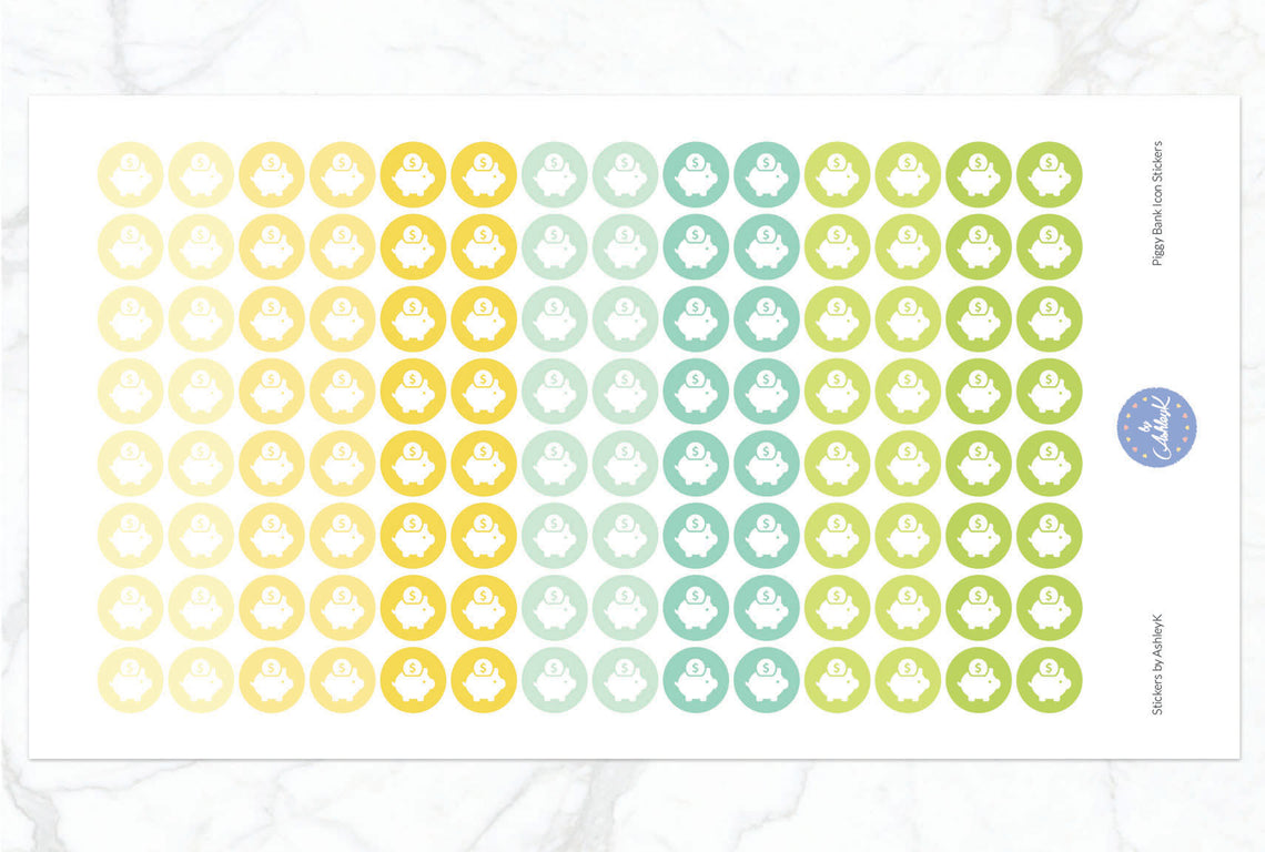 Piggy Bank Icon Stickers - Lemon&Lime