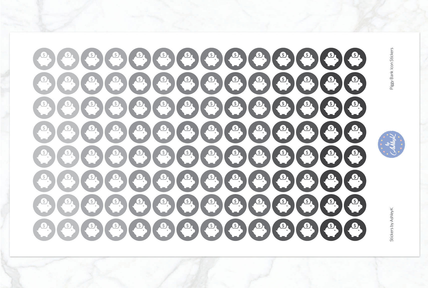 Piggy Bank Icon Stickers - Monochrome