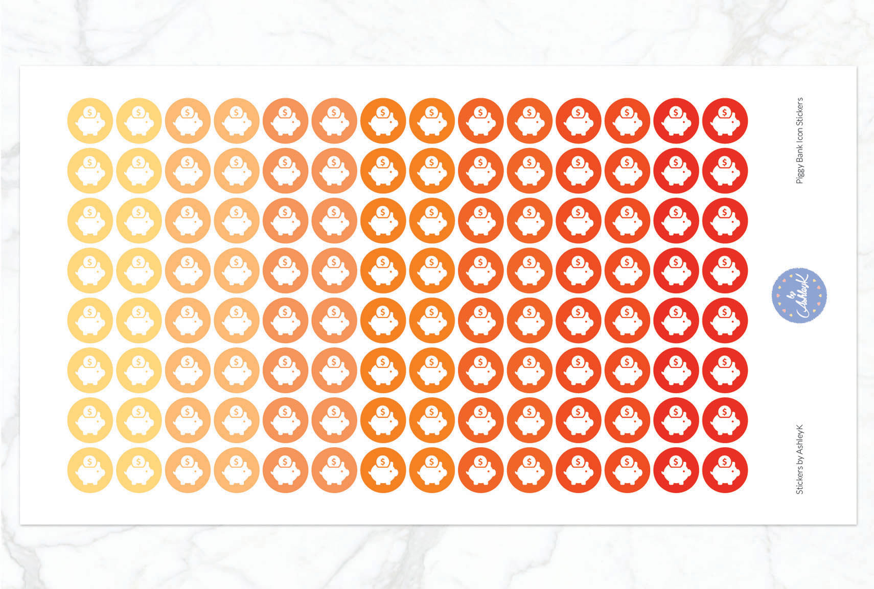Piggy Bank Icon Stickers - Orange