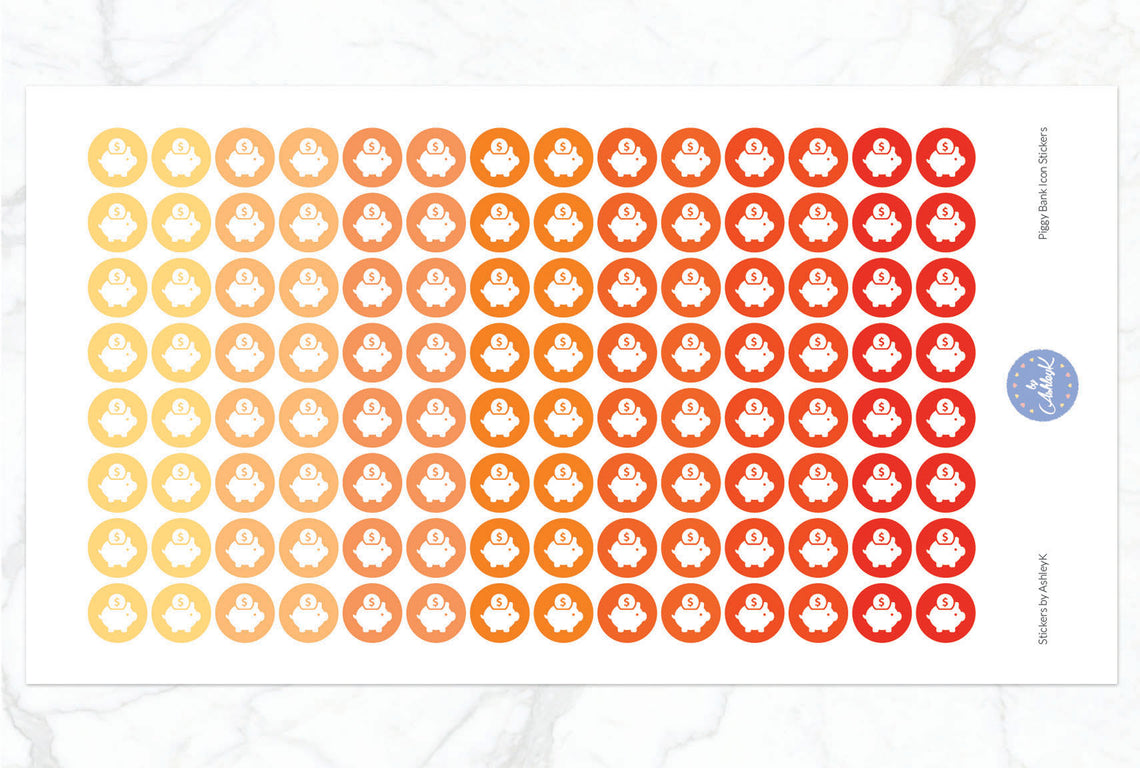 Piggy Bank Icon Stickers - Orange