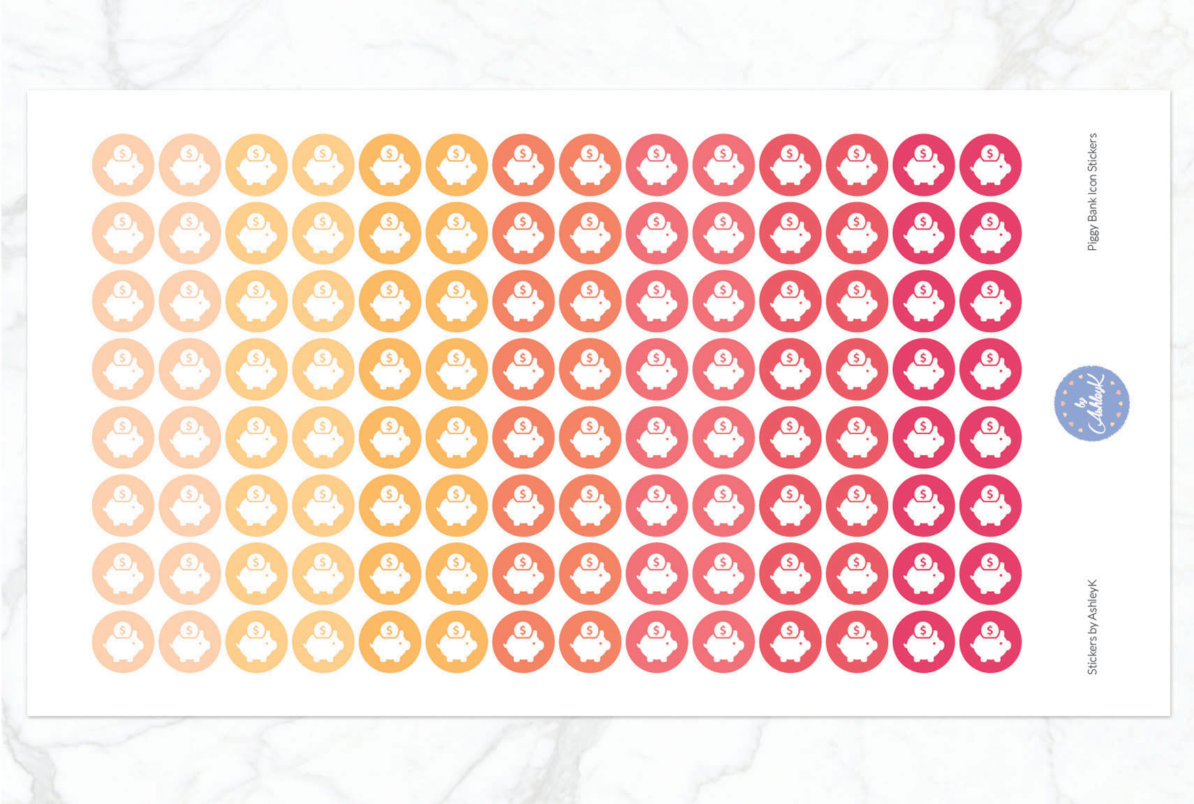 Piggy Bank Icon Stickers - Peach