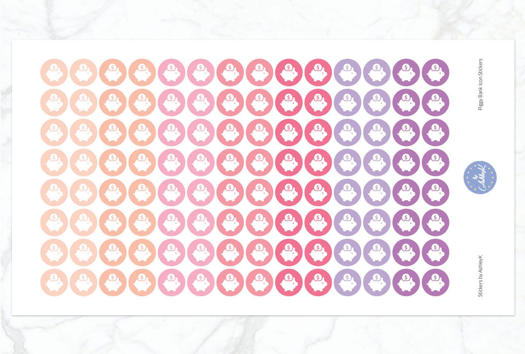 Piggy Bank Icon Stickers - Raspberry