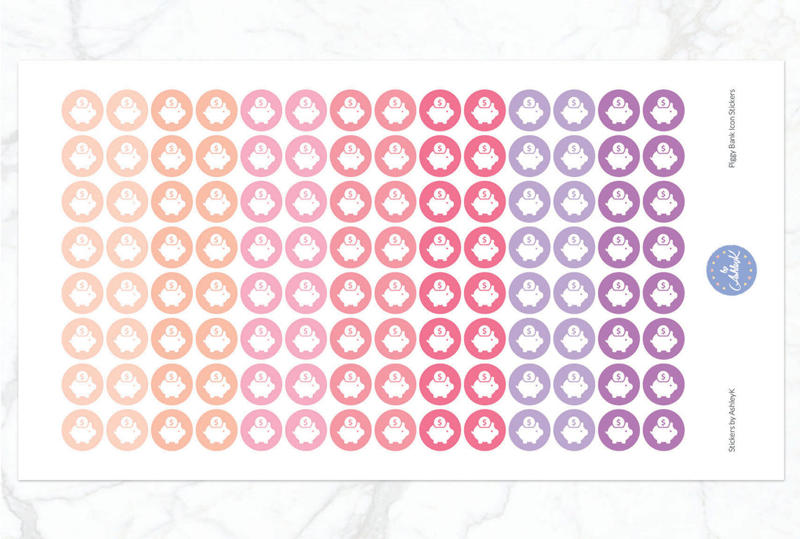 Piggy Bank Icon Stickers - Raspberry