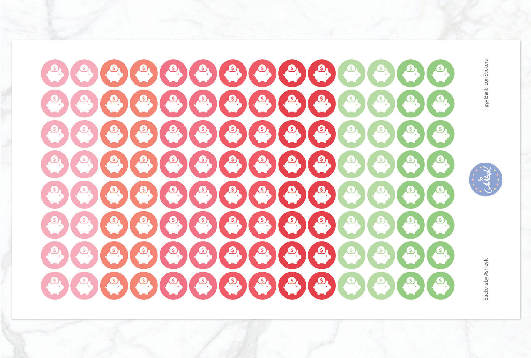 Piggy Bank Icon Stickers - Strawberry