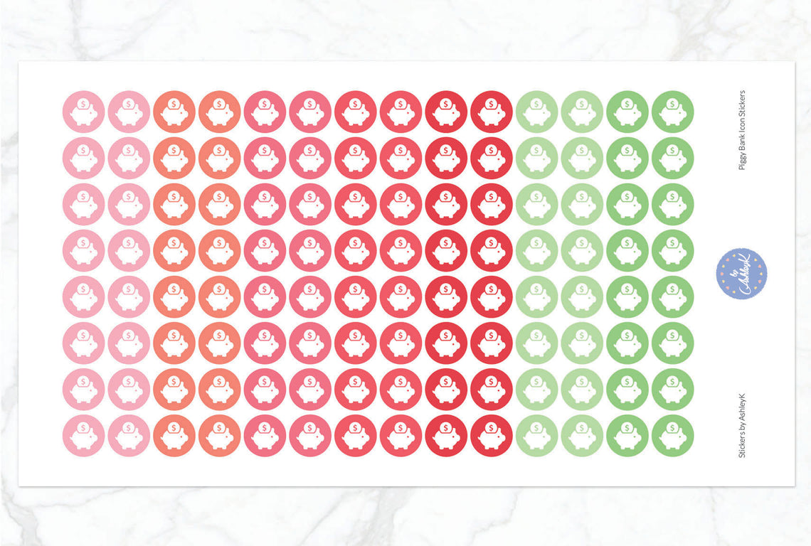 Piggy Bank Icon Stickers - Strawberry