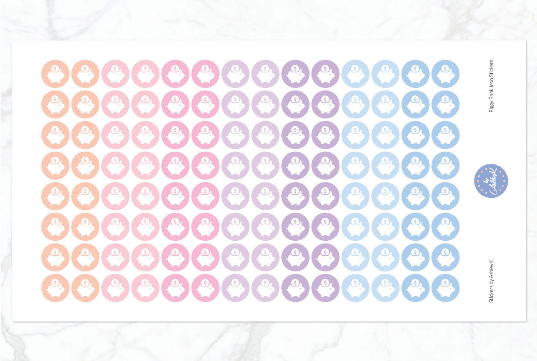 Piggy Bank Icon Stickers - Pastel Sunset