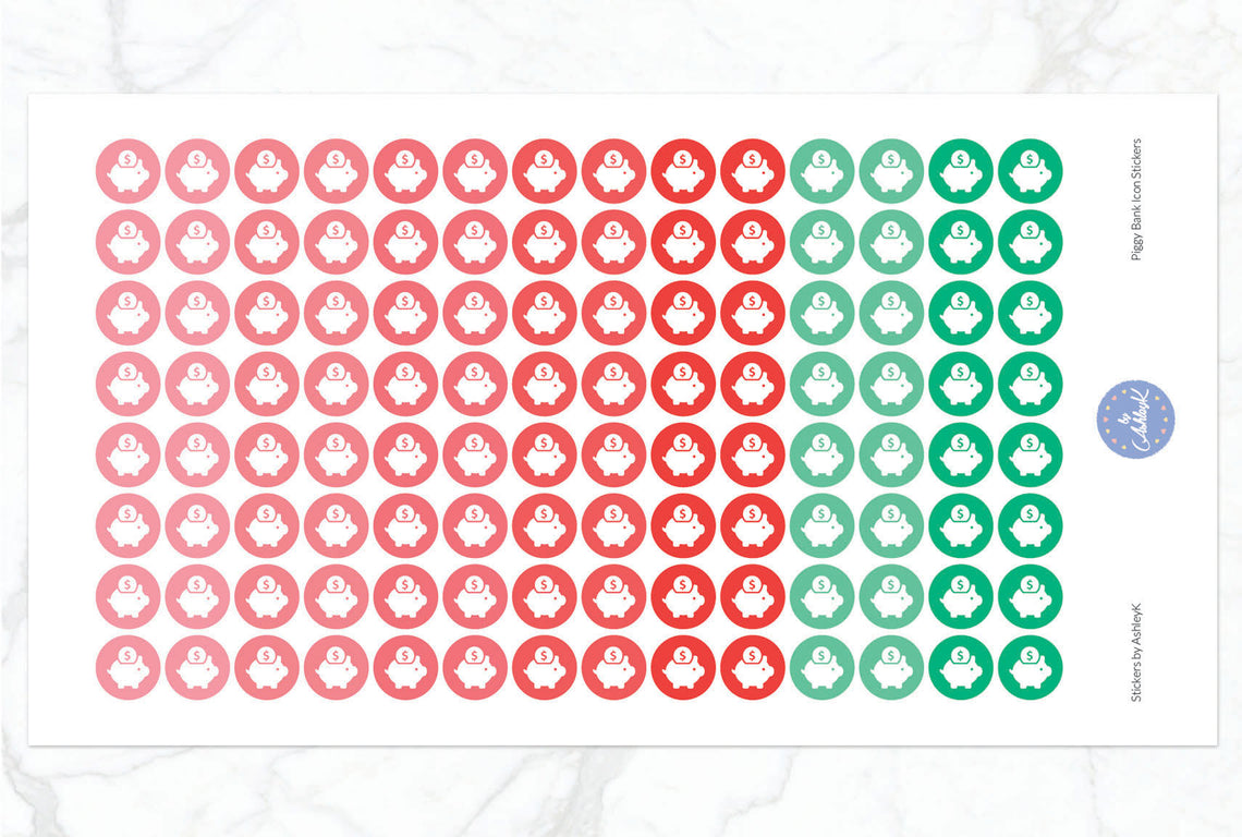 Piggy Bank Icon Stickers - Watermelon