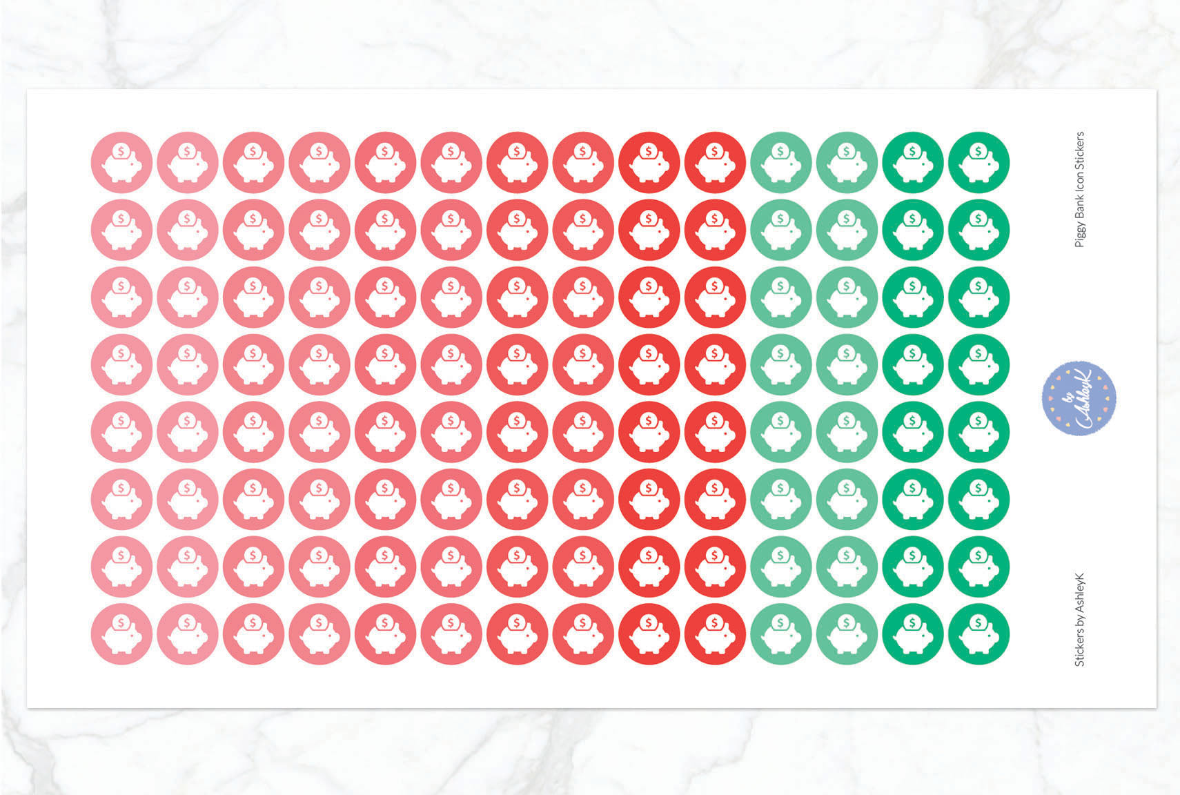 Piggy Bank Icon Stickers - Watermelon