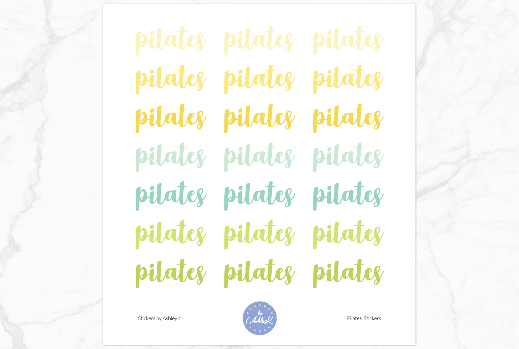 Pilates Lettering Stickers - Lemon&Lime