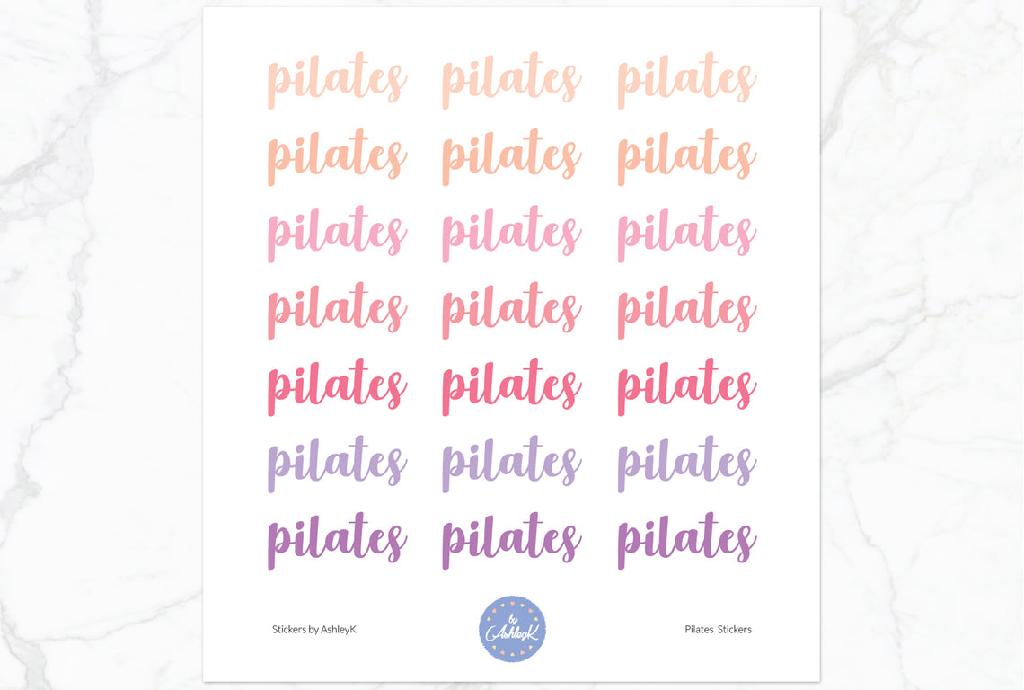 Pilates Lettering Stickers - Raspberry