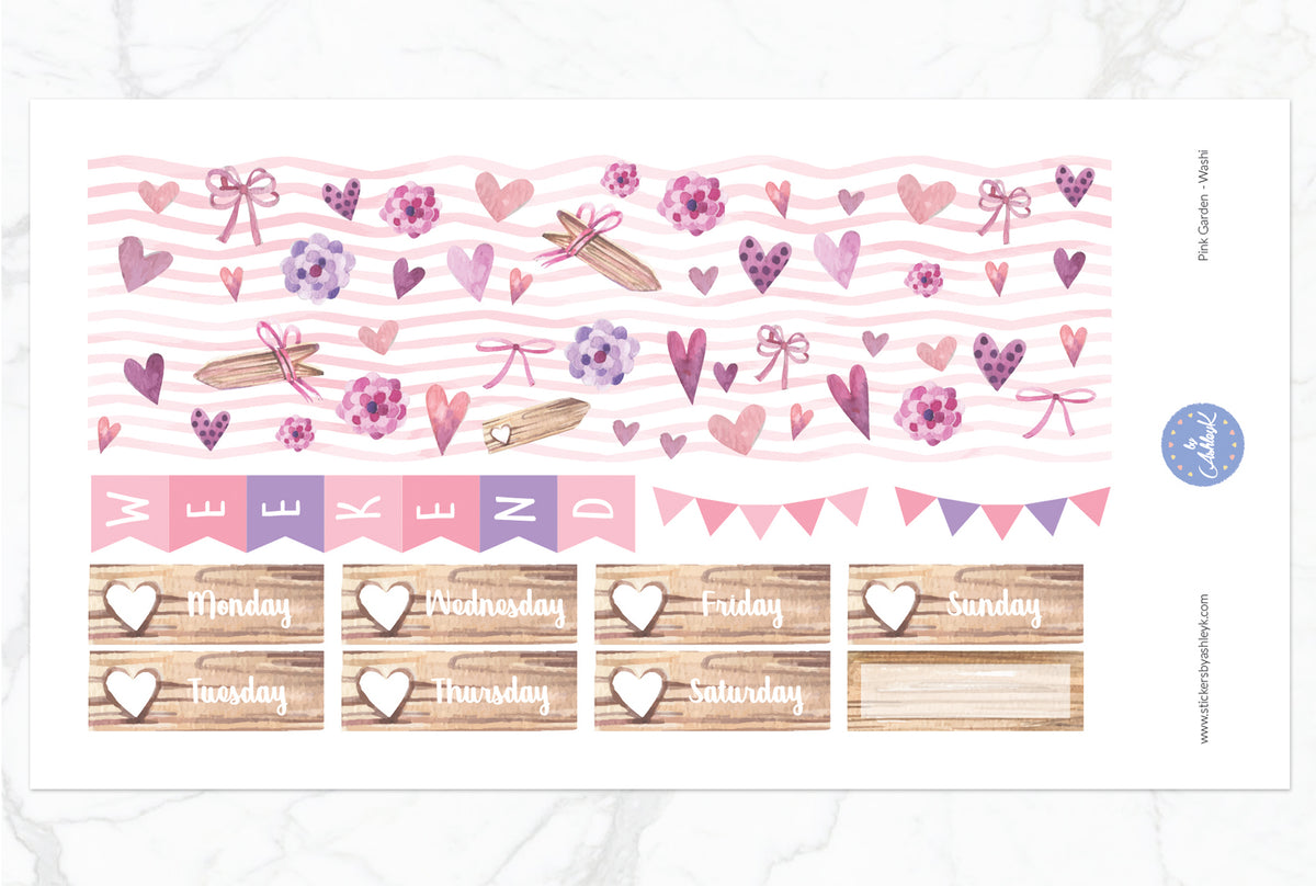 Pink Garden Weekly Kit - Erin Condren Horizontal Planner Stickers ...