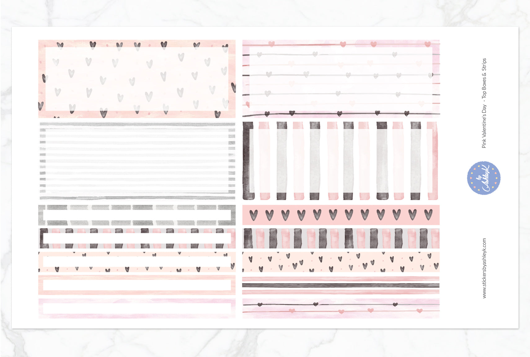 Pink Valentine's Day Daily Duo Weekly Kit  - Top Box & Strip Sheet