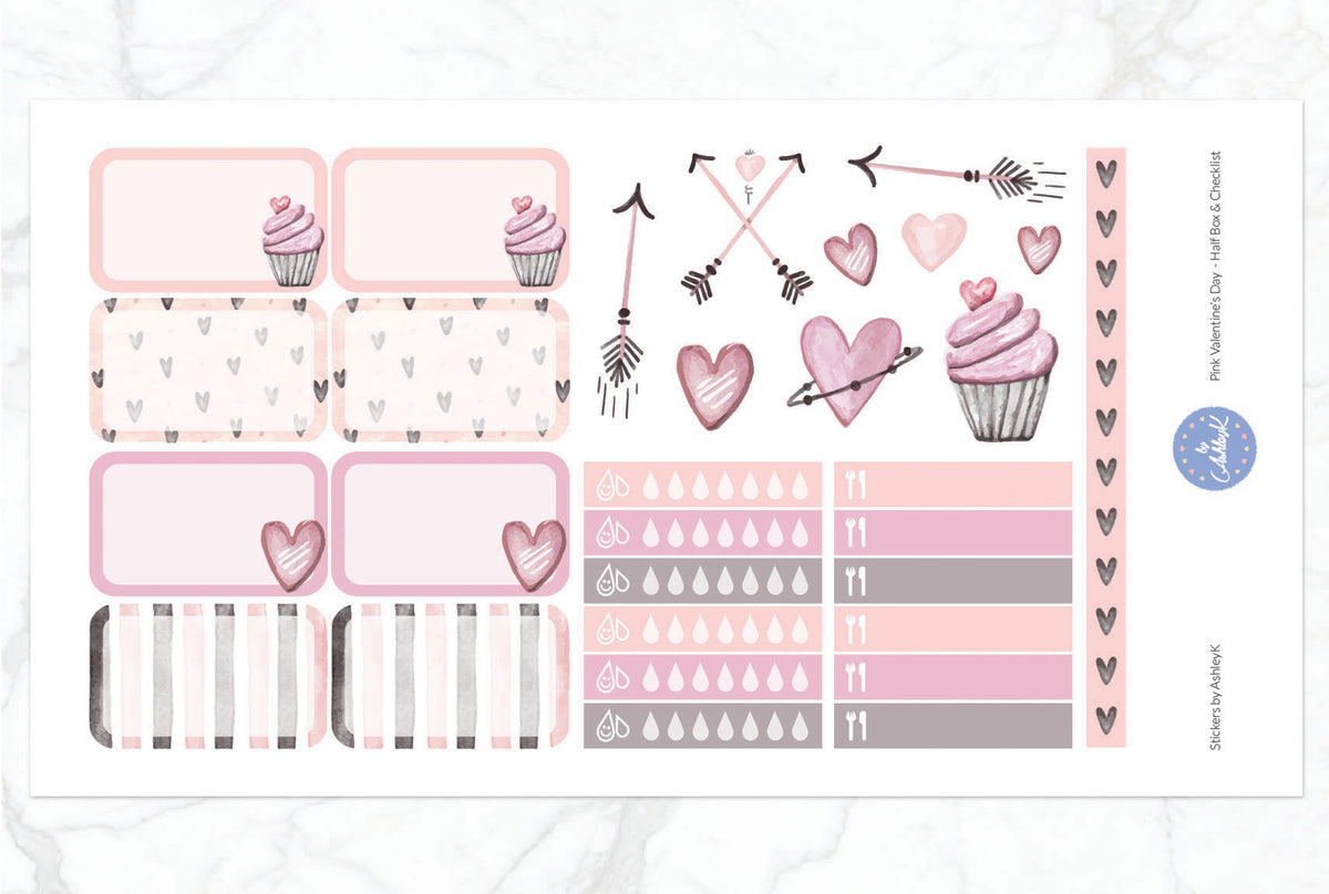 Pink Valentine's Day Weekly Kit - Erin Condren Planner Stickers ...