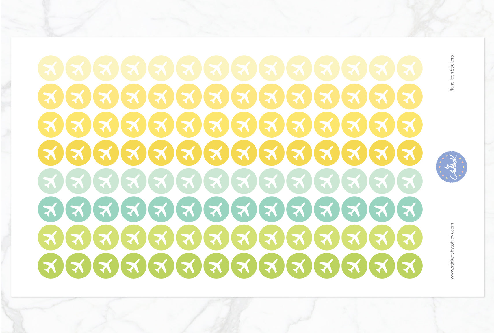 Plane Icon Round Stickers - Lemon&Lime