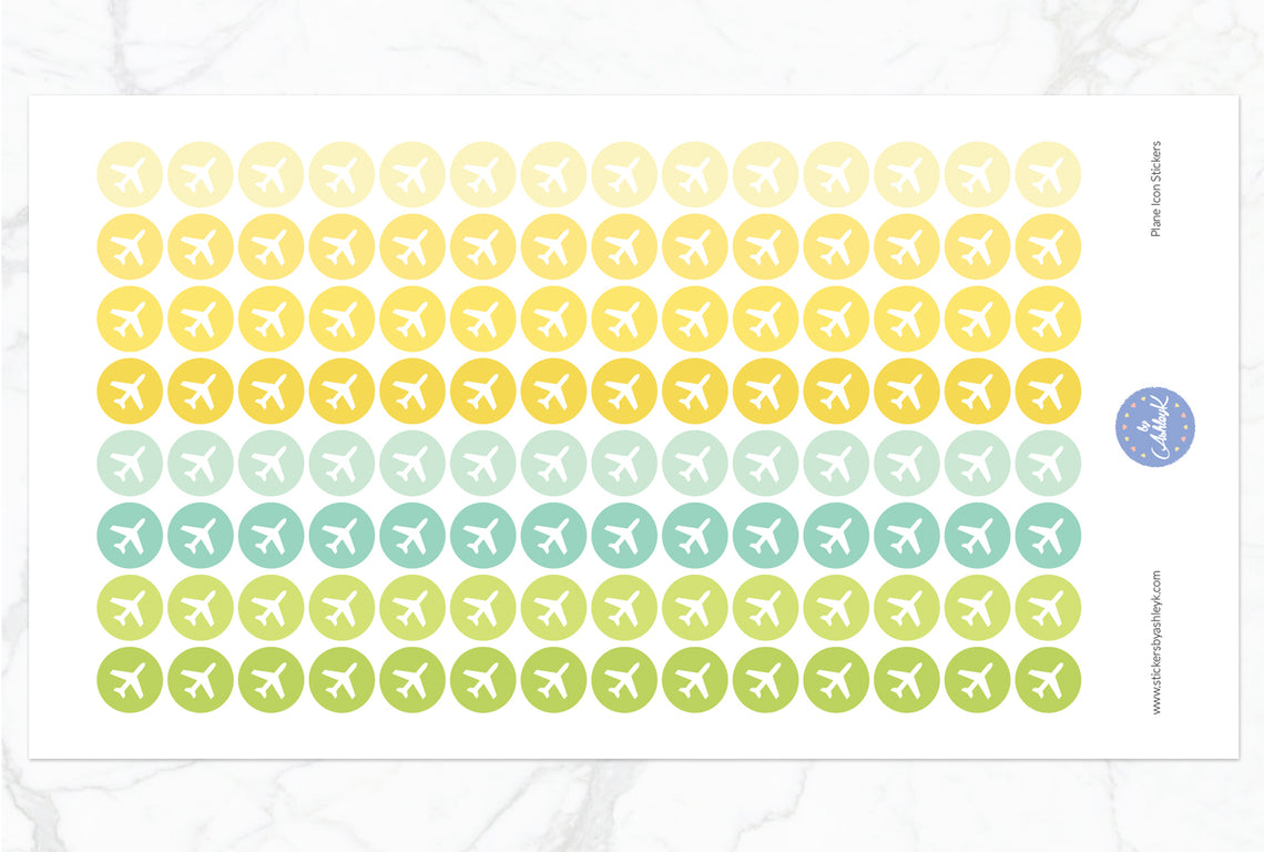 Plane Icon Round Stickers - Lemon&Lime